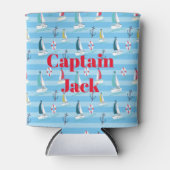 Blue Nautic Captain mit Schiffsname Dosenkühler (Vorderseite)