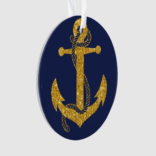 Blue Nautic Christmas Ornament Circle Anchor (Vorderseite)