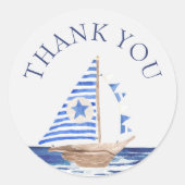 Blue Nautic CoastSea Brautparty Vielen Dank Runder Aufkleber (Vorderseite)