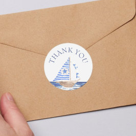 Blue Nautic CoastSea Brautparty Vielen Dank Runder Aufkleber