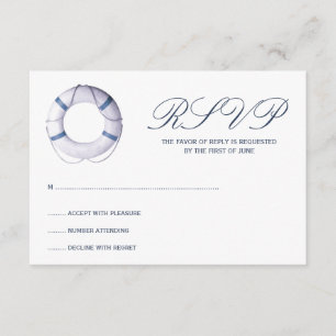 Blue Nautic Life Ring Response Card RSVP Karte