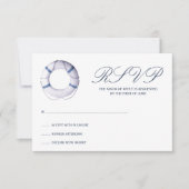 Blue Nautic Life Ring Response Card RSVP Karte (Vorderseite)