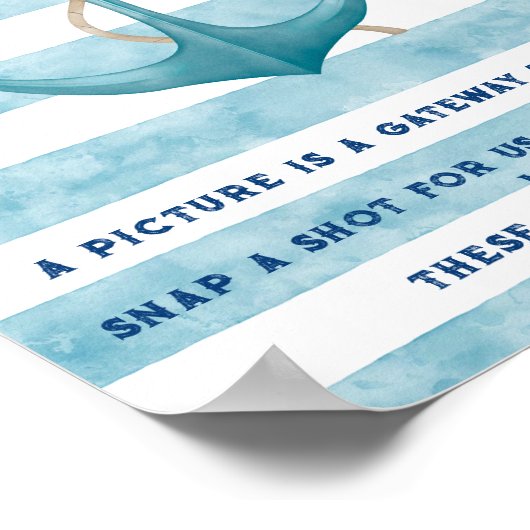 Blue Nautic Sailor Baby Shower Guest Book Sign Poster (Ecke)