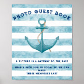 Blue Nautic Sailor Baby Shower Guest Book Sign Poster (Vorne)
