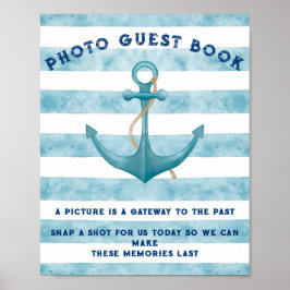 Blue Nautic Sailor Baby Shower Guest Book Sign Poster