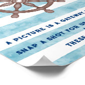 Blue Nautic Sailor Baby Shower Guest Book Sign Poster (Ecke)