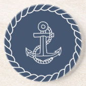 Blue Nautic Sandstone Untersetzer mit Rope & Ancho (Vorne)