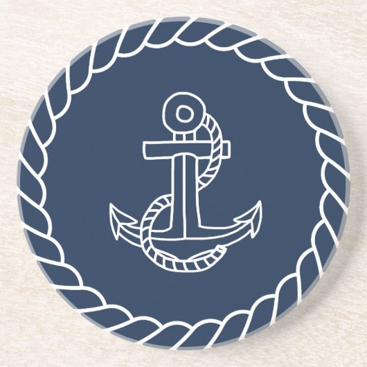 Blue Nautic Sandstone Untersetzer mit Rope & Ancho (Vorne)