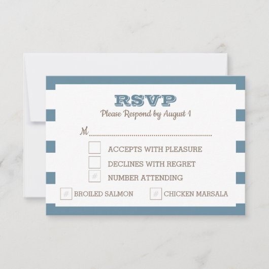 Blue Nautic Stripe RSVP Card (Vorderseite)
