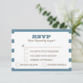 Blue Nautic Stripe RSVP Card (Stehend Vorderseite)