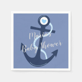 Blue Nautical Anchor Baby Boy Dusche Napkin Serviette