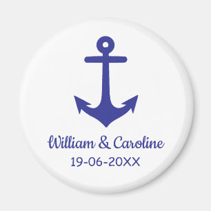 Blue Nautical Anchor Beach Hochzeit in Urlaubsort Magnet