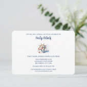 Blue Nautical Anchor Birthday Details QR Code RSVP Karte (Stehend Vorderseite)