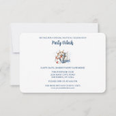 Blue Nautical Anchor Birthday Details QR Code RSVP Karte (Vorderseite)