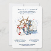 Blue Nautical Anchor Birthday Invite Einladung (Vorderseite)