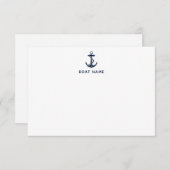 Blue Nautical Anchor Bootsname Summer Cruise Dankeskarte (Vorne/Hinten)