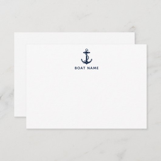 Blue Nautical Anchor Bootsname Summer Cruise Dankeskarte (Vorne/Hinten)