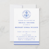 Blue Nautical Anchor Bridal Dusche Einladung (Vorderseite)