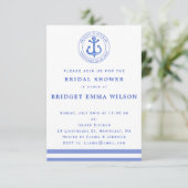 Blue Nautical Anchor Bridal Dusche Einladung (Stehend Vorderseite)