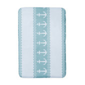 Blue Nautical Anchor Coastal Stripes Badematte (Vorderseite Vertikal)