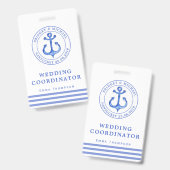 Blue Nautical Anchor | Hochzeitsplaner Ausweis (Vorder- & Rückseite)