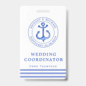 Blue Nautical Anchor | Hochzeitsplaner Ausweis (Rückseite)
