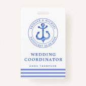 Blue Nautical Anchor | Hochzeitsplaner Ausweis (Rückseite)
