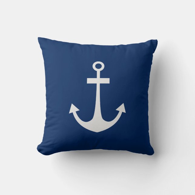 Blue Nautical Anchor Kissen (Vorderseite)