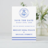 Blue Nautical Anchor | Save the Date Hochzeit (Stehend Vorderseite)
