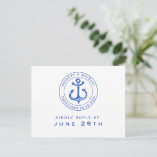 Blue Nautical Anchor UAWG Hochzeit Einladungspostkarte