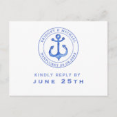 Blue Nautical Anchor | UAWG Hochzeit Einladungspostkarte (Vorderseite)