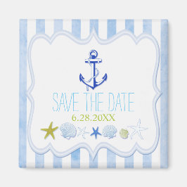 Blue Nautical Anchor Wedding Save the Date Magnet