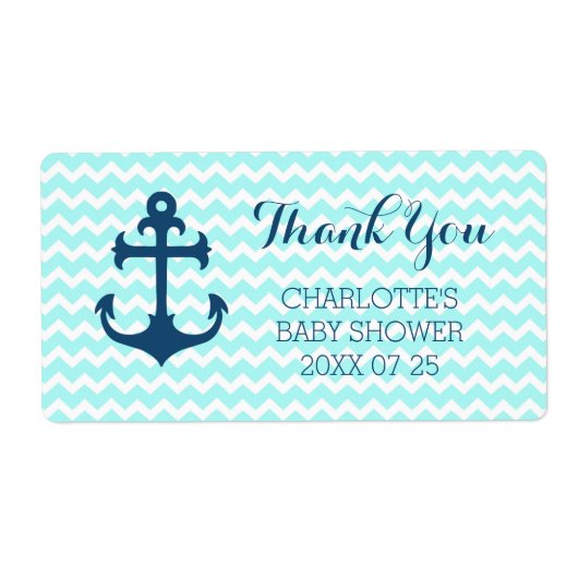 Blue Nautical Baby Showdusche bevorzugt Labels (Vorne)