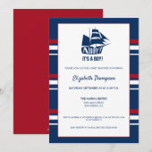 Blue Nautical Baby Shower Ahoy Es ist ein Junge Sc Einladung (Vorne/Hinten)