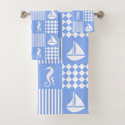 Blue Nautical Badhandtuch Set (Insitu)