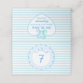 Blue Nautical Beachy Wedding Tischnummer Cards Platzkarte (Außenseite Aufgefaltet)