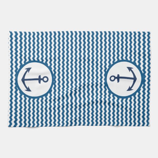 Blue Nautical Boating Anchor Kitchen Towel Geschirrtuch (Horizontal)