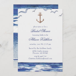 Blue Nautical Coastal Sea Bridal Dusche Einladung