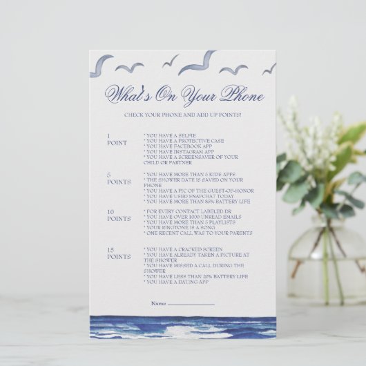 Blue Nautical Coastal Sea Was ist auf dem Handyspi (Stehend Vorderseite)