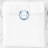 Blue Nautical Crab Shell Ocean Beach Wedding Runder Aufkleber (Tasche)