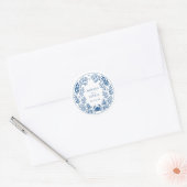 Blue Nautical Crab Shell Ocean Beach Wedding Runder Aufkleber (Umschlag)