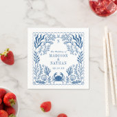 Blue Nautical Crab Shell Ocean Beach Wedding Serviette (Beispiel)