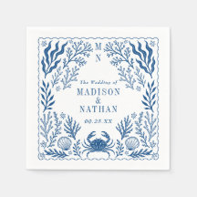 Blue Nautical Crab Shell Ocean Beach Wedding