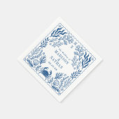 Blue Nautical Crab Shell Ocean Beach Wedding Serviette (Ecke)