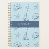 Blue Nautical Crab Starfish Boat Pattern Planner Planer (Vorderseite)