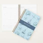 Blue Nautical Crab Starfish Boat Pattern Planner Planer (Anzeige)