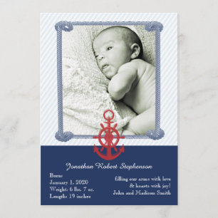 Blue Nautical Foto Baby Ankündigung