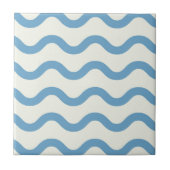 Blue Nautical Groovy Wavy Stripe Moderner Minimali Fliese (Vorderseite)