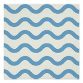 Blue Nautical Groovy Wavy Stripe Moderner Minimali Poster (Vorderseite)