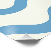 Blue Nautical Groovy Wavy Stripe Moderner Minimali Poster (Ecke)